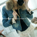 Wholesale Fashion Denim Coats Jean Women Jackets with Fur Collar